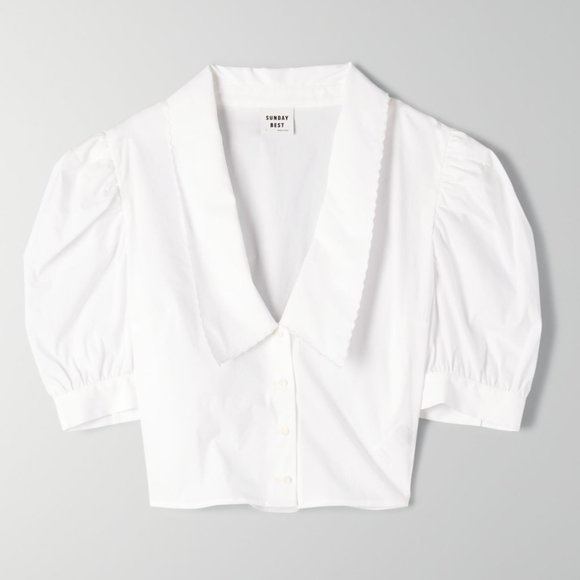 Aritzia SUNDAY BEST Solitaire Blouse White Espace Small - Picture 1 of 3
